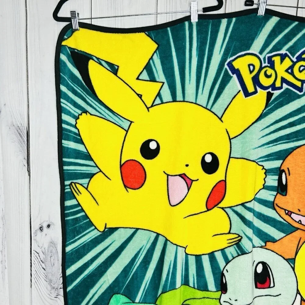 Pokemon Fleece Throw Blanket Pikachu Charmander Squirtle Bulbasaur 2015
